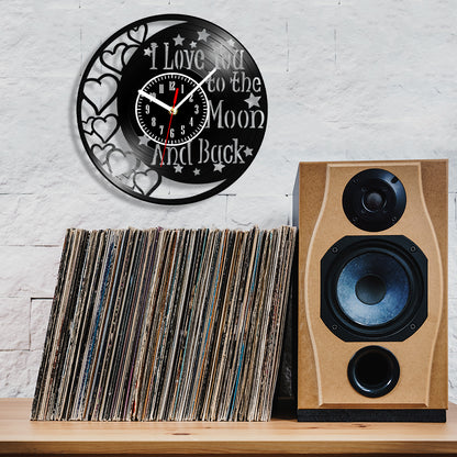 Love You To The Moon And Back Vinyl Record Wall Clock