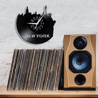 New York Skyline Vinyl Record Wall Clock