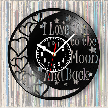 Love You To The Moon And Back Vinyl Record Wall Clock
