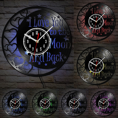 Love You To The Moon And Back Vinyl Record Wall Clock