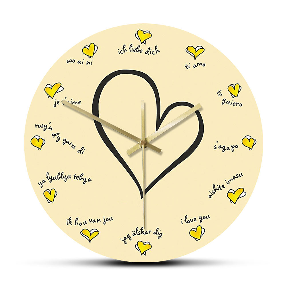 I Love You in 12 Different Languages Wall Clock
