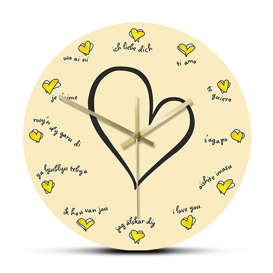 I Love You in 12 Different Languages Wall Clock