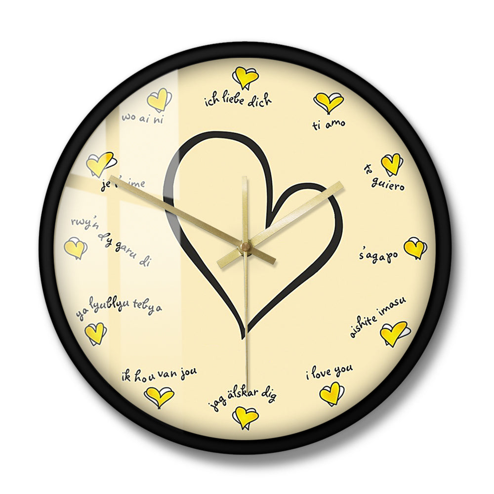 I Love You in 12 Different Languages Wall Clock