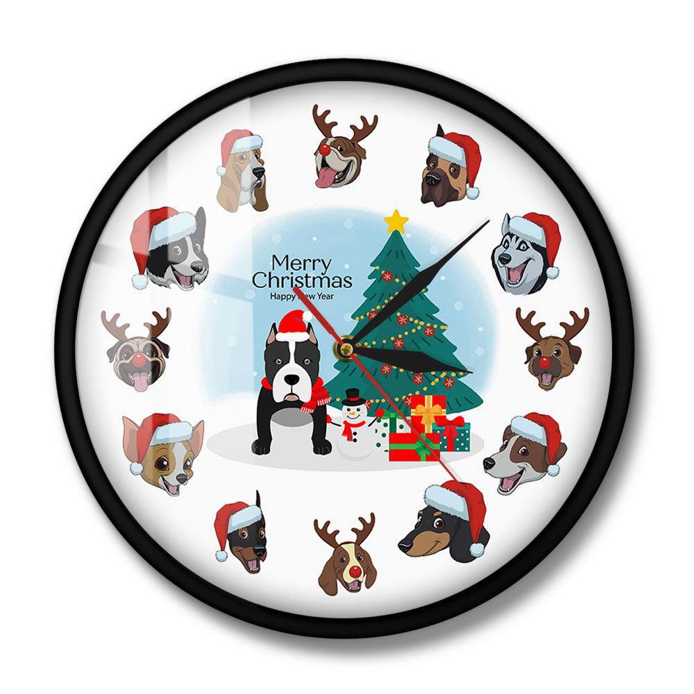 Christmas Puppy Dogs Wall Clock