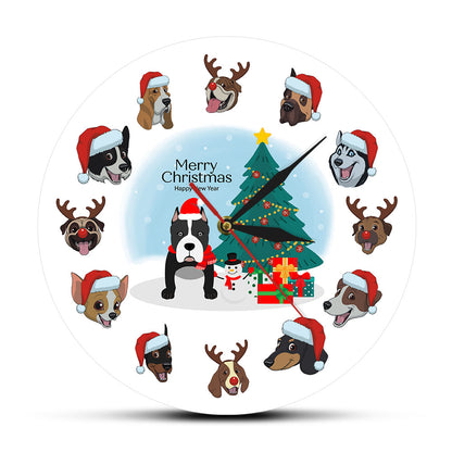 Christmas Puppy Dogs Wall Clock