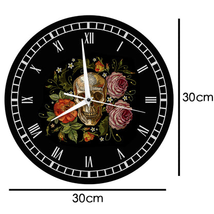 Skull Roses Wall Clock