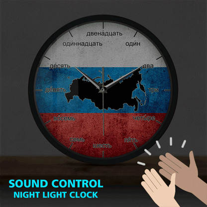 Flag Of Russia Sound Activated Wall Clock