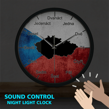 Czech Republic Map Sound Activated Wall Clock