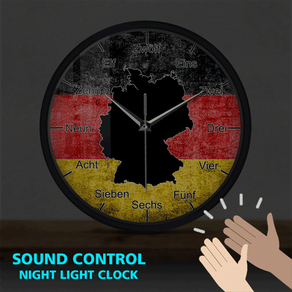 Germany Flag Map Sound Activated Wall Clock