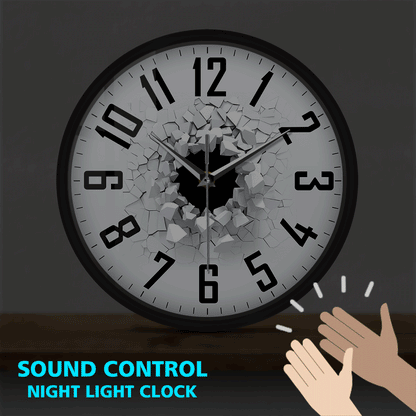 3D Cracked Wall Sound Activated Wall Clock