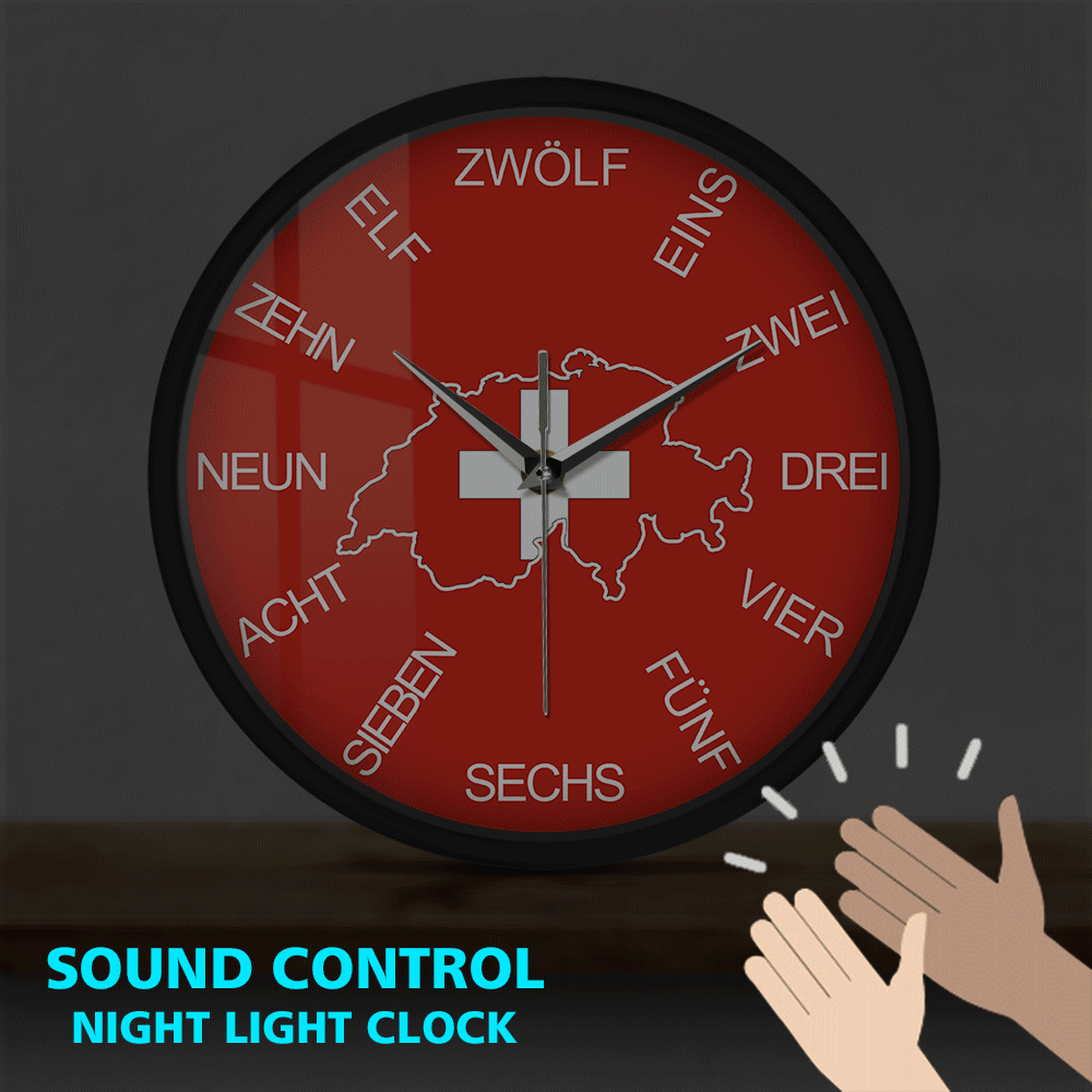 Switzerland Map Sound Activated Wall Clock