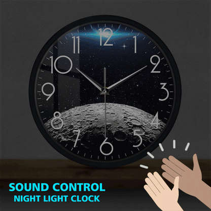 Planet Earth And Moon Sound Activated Wall Clock