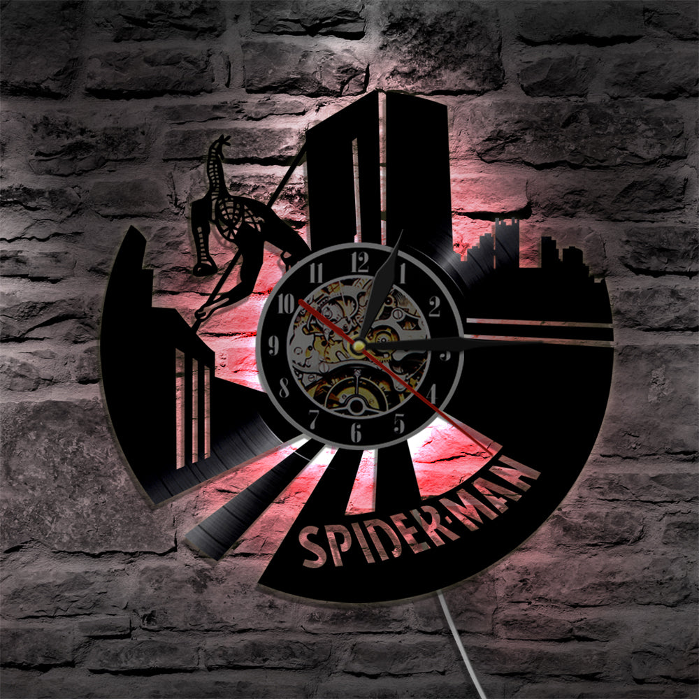 Spider Superhero Vinyl Record Wall Clock