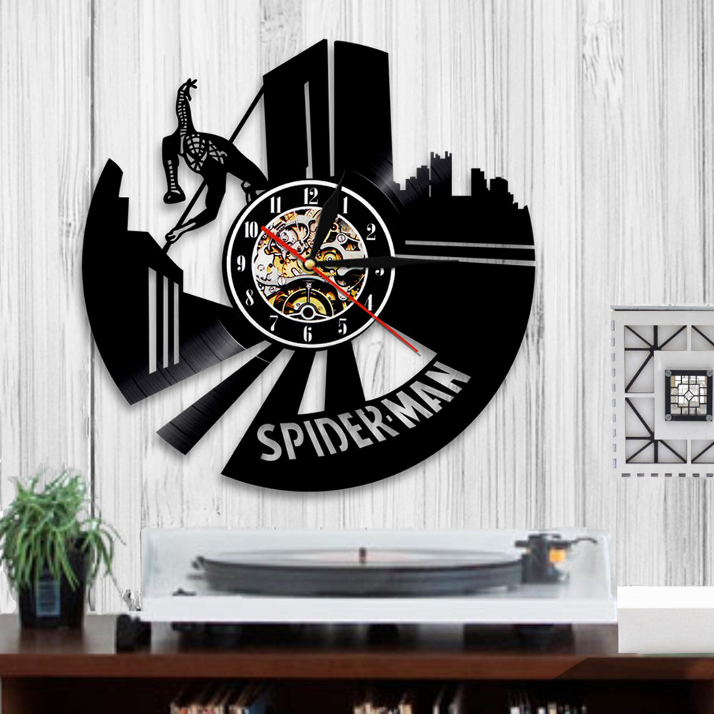 Spider Superhero Vinyl Record Wall Clock
