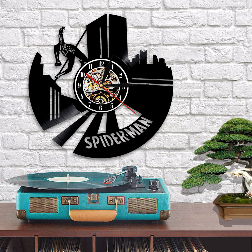 Spider Superhero Vinyl Record Wall Clock