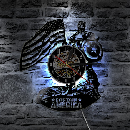 Steve Rogers Captain Superhero Vinyl Record Wall Clock