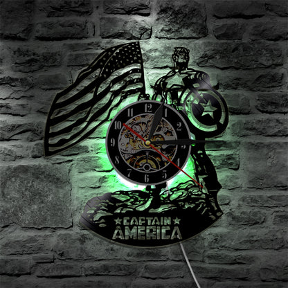Steve Rogers Captain Superhero Vinyl Record Wall Clock