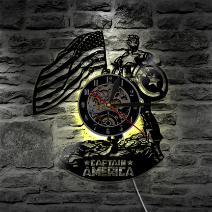 Steve Rogers Captain Superhero Vinyl Record Wall Clock