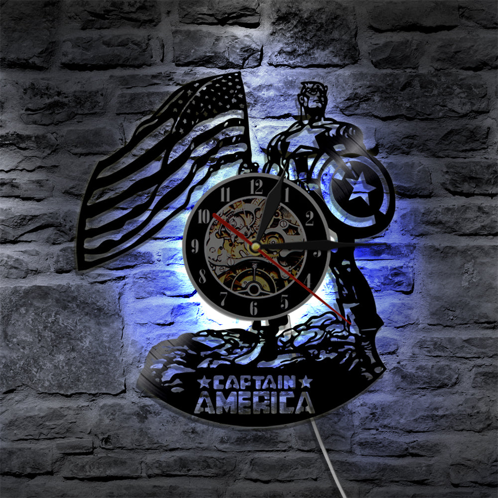 Steve Rogers Captain Superhero Vinyl Record Wall Clock