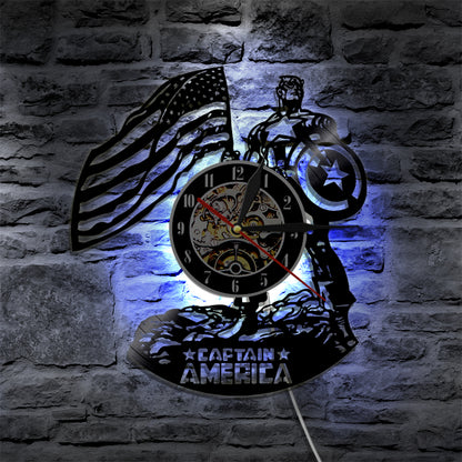 Steve Rogers Captain Superhero Vinyl Record Wall Clock