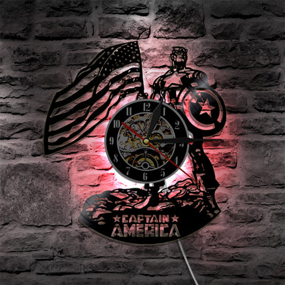 Steve Rogers Captain Superhero Vinyl Record Wall Clock
