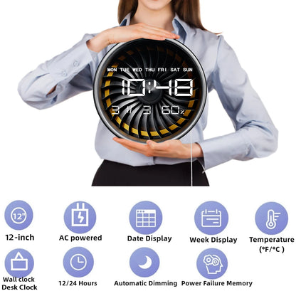 Turbine Wheel Jet Engine Blades LED Digital Wall Clock Aviator Home Decor Airplane Turbojet Modern Pilots Electric Wall Clock