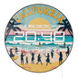 Retro California Seaside Beach Digital Wall Clock with LED Display Calendar Temperature Automatic Dimming 12/24hr Electric Clock