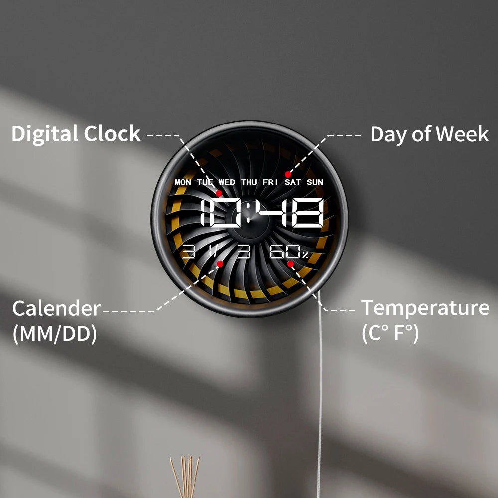 Turbine Wheel Jet Engine Blades LED Digital Wall Clock Aviator Home Decor Airplane Turbojet Modern Pilots Electric Wall Clock