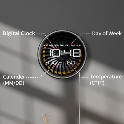 Turbine Wheel Jet Engine Blades LED Digital Wall Clock Aviator Home Decor Airplane Turbojet Modern Pilots Electric Wall Clock