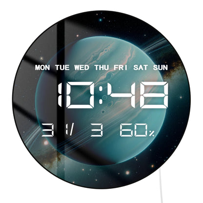 Planet Uranus LED Large Digital Wall Clock For Living Room Outer Space Solar System Artwork Home Decor Electric Wall Desk Clock