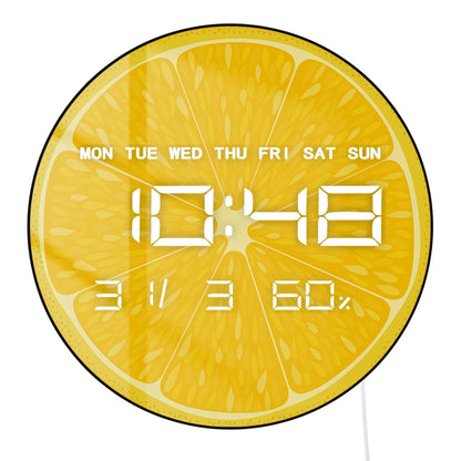 Fresh Juicy Citrus Slice LED Numeric Clock Wall Desk Use For Kitchen Dinning Room Lemon Orange Grape Lime LED Digital Wall Clock