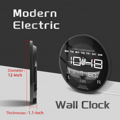 Helicopter Airplane Turn Coordinator LED Digital Wall Clock Flight Instrument Aviation Pilot Electronic Clock Wall & Desk Use