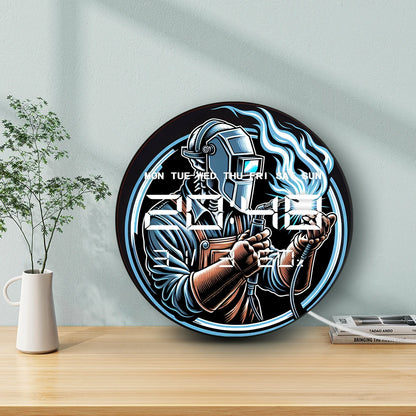 Welding LED Digital Wall Clock with Temperature Humidity Date Calendar Big Display Ironworker Electronic Wall Clock Welder Gift
