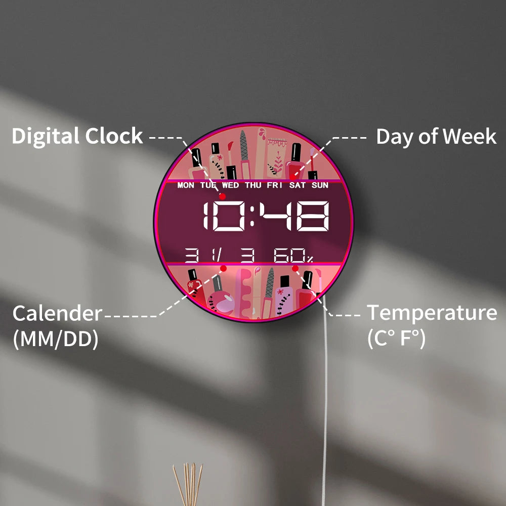 Nail Tools LED Digital Wall Clock for Beauty Salon Room Nail Technician Large Display Sign Nail Artist Electronic Wall Clock