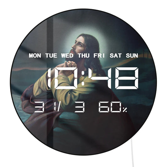 Jesus Christ in Garden of Gethsemane LED Digital Printed Wall Clock Christian Home Decor Biblical Artwork Electric Wall Clock