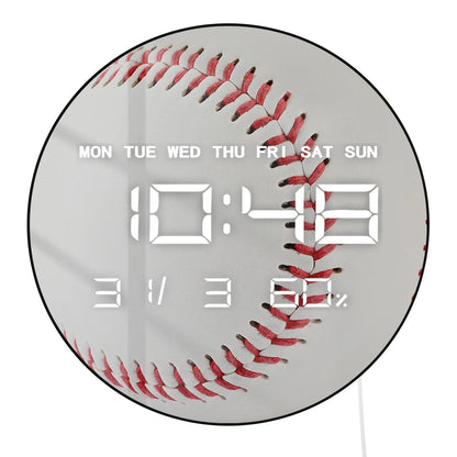 Base Ball Electric Wall Clock Large Numeric Display for for Boy Room Playroom Nursery Sports Home Decor LED Digital Wall Clock