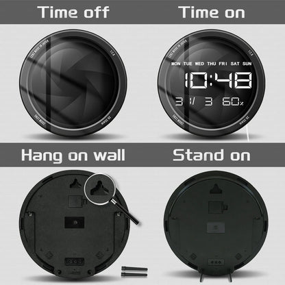 Camera Photo Lens LED Digital Wall Clock for Photo Studio Decorative Photographer Electric Wall Clock Photography Lovers Gift