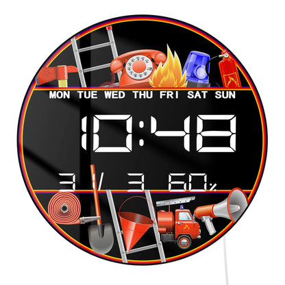 Firefighting Equipment  Digital Wall Clock with LED Display Fire Prevention Tools Electronic Wall Clock Large Numeric Display