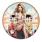 Retro Old Hotrod Classic Car with Sexy Girl LED Digital Wall Clock with Timer Date Temperature Mancave Grage Electric Wall Clock