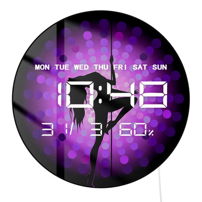Pole Dancing Girl LED Digital Wall Clock For Dancing Studio Steal Tube Dancer Silhouette Electric Numeric Clock Wall & Desk Use