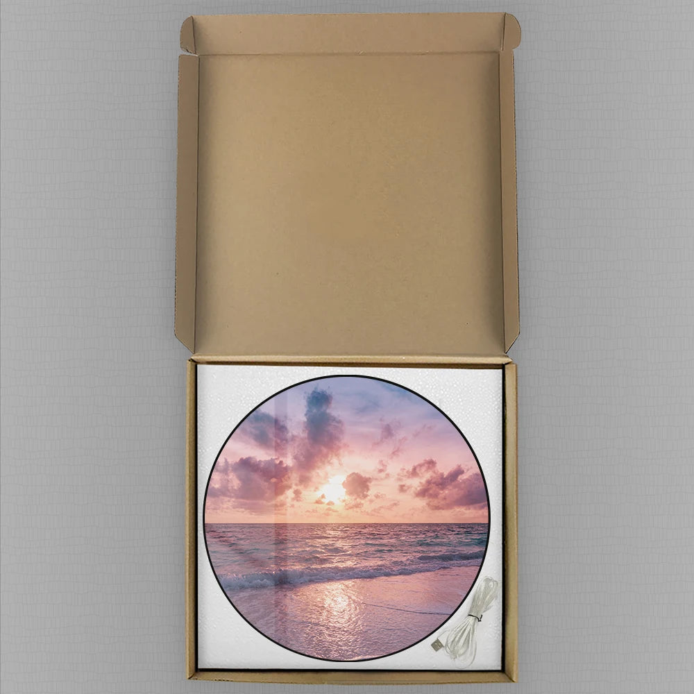 Sea Sand Beach Landscape LED Digital Wall Clock Tropical Seascape Sunset Sky Sunlight Large Number Wall Desk Use Electric Clock