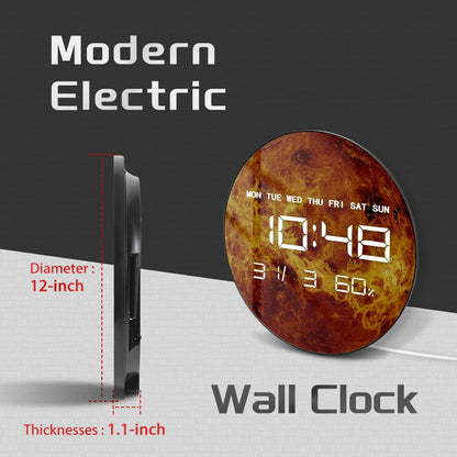 Planet Venus Digital Wall Clock Large Display Space Art Solar System Home Decor Timepieces LED Numeric Clock Wall & Desk Use