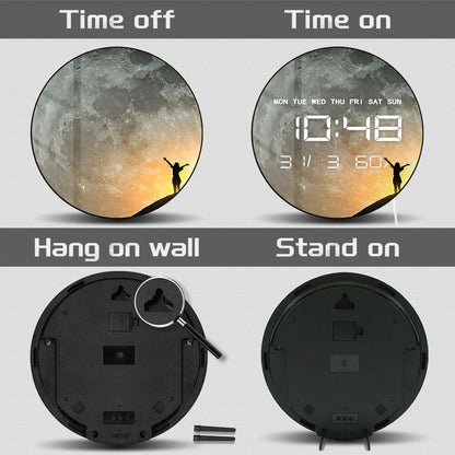 Big Full Moon Phase Electronic Digital Wall Clock Large Display Milky Way Celestial Home Decor LED Numeric Clock Wall & Desk Use