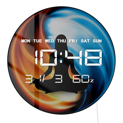 Yin Yang Meditation Symbol Modern Design LED Digital Wall Clock For Yoga Studio Harmony Tao Relaxation Electric Numeric Clock
