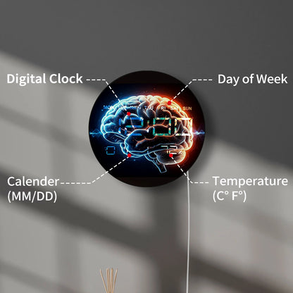 Brain Anatomy Art Modern Design Digital Wall Clock for Medical Office Room Electronic Wall Clock Large Display Neurologist Gift