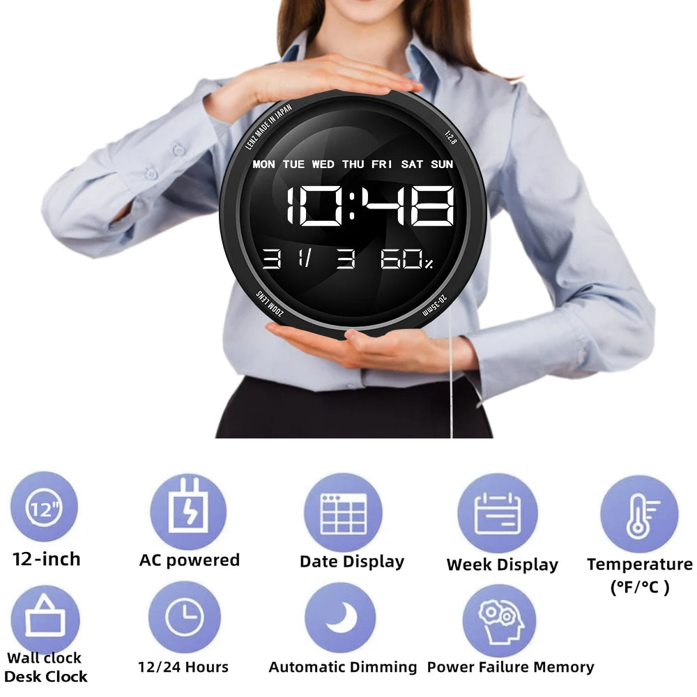Camera Photo Lens LED Digital Wall Clock for Photo Studio Decorative Photographer Electric Wall Clock Photography Lovers Gift