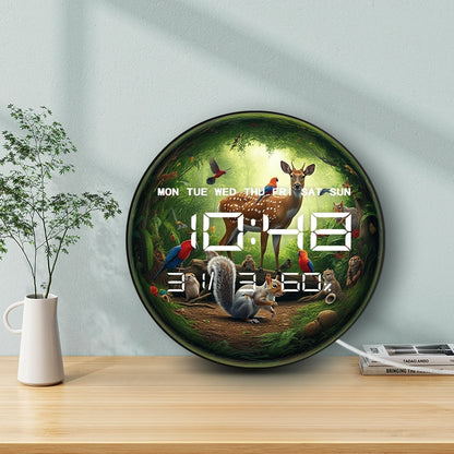 Cartoon Wildlife Animal Multifunctional LED Digital Clock Wall Desk Electric Clock with Timer Calendar Date Temperature Humidity