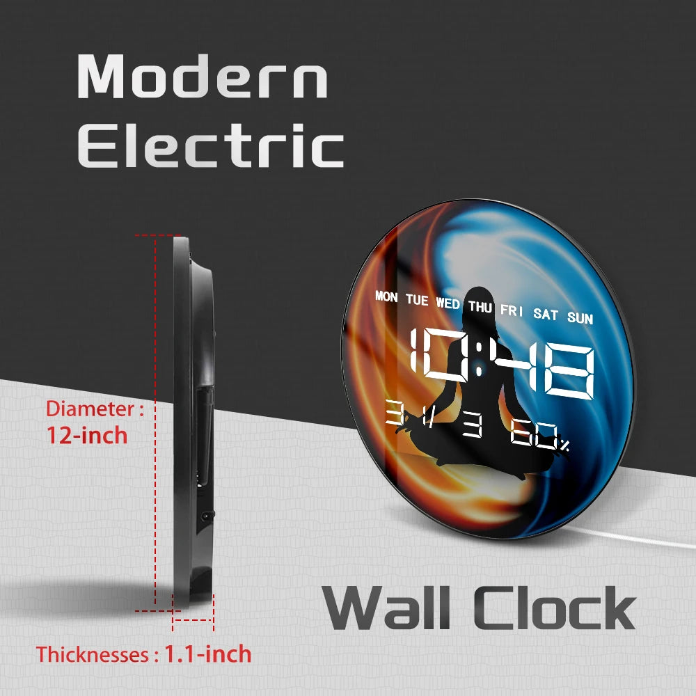 Yin Yang Meditation Symbol Modern Design LED Digital Wall Clock For Yoga Studio Harmony Tao Relaxation Electric Numeric Clock