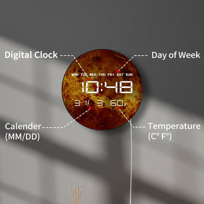 Planet Venus Digital Wall Clock Large Display Space Art Solar System Home Decor Timepieces LED Numeric Clock Wall & Desk Use