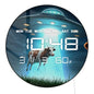 Cow Abduction UFO Digital Wall Clock with LED Display Calendar Temperature Alien Space Sci-Fi Home Decor Electric Wall Clock
